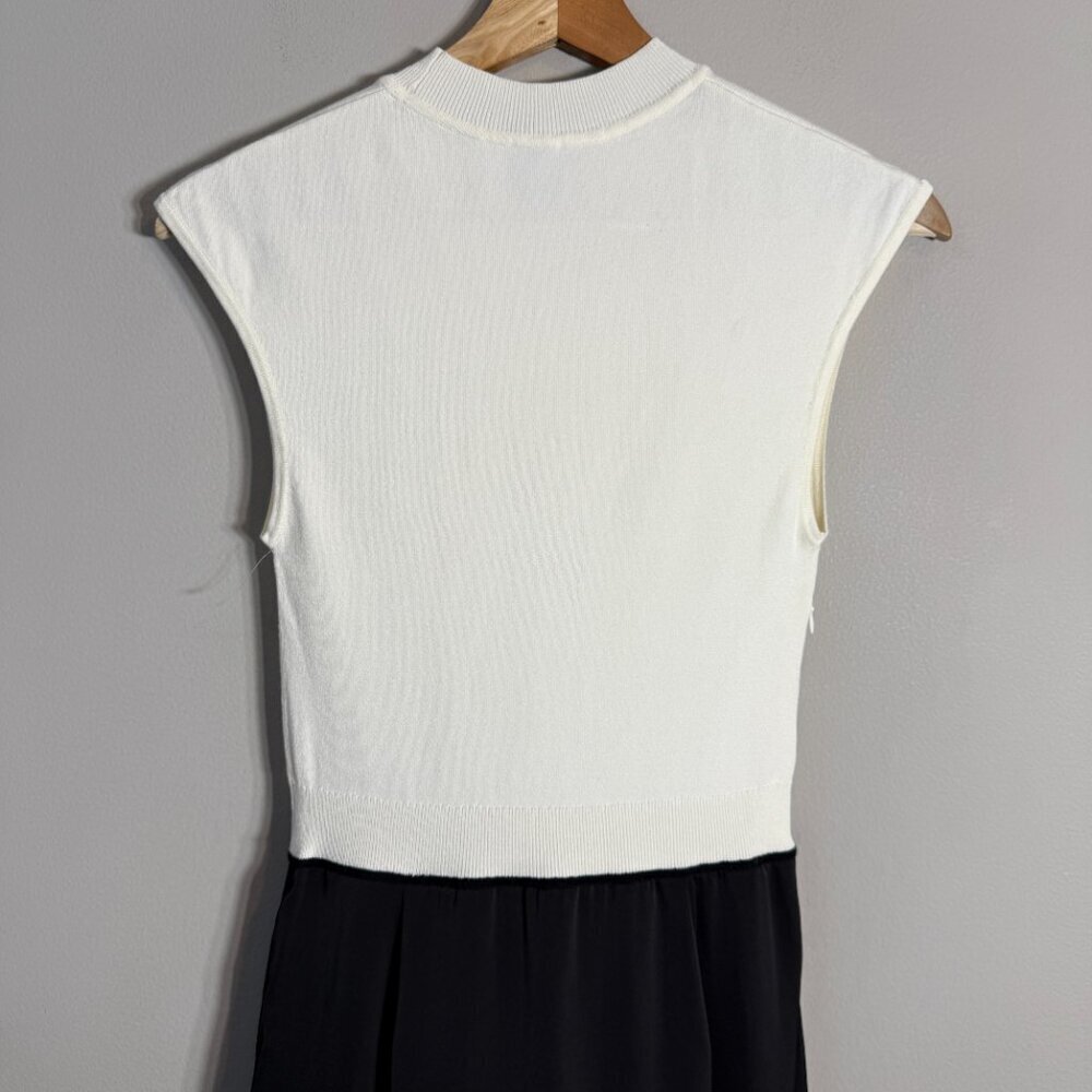 Hugo Boss Ferdola Mixed Media Midi Dress Women's XS Ivory Black Career Chic NWOT - Picture 12 of 16